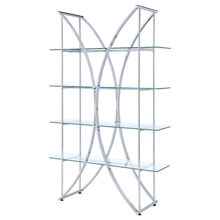 Larson - 4-tier Bookcase - Pearl Silver - Funk Metal Works LLC