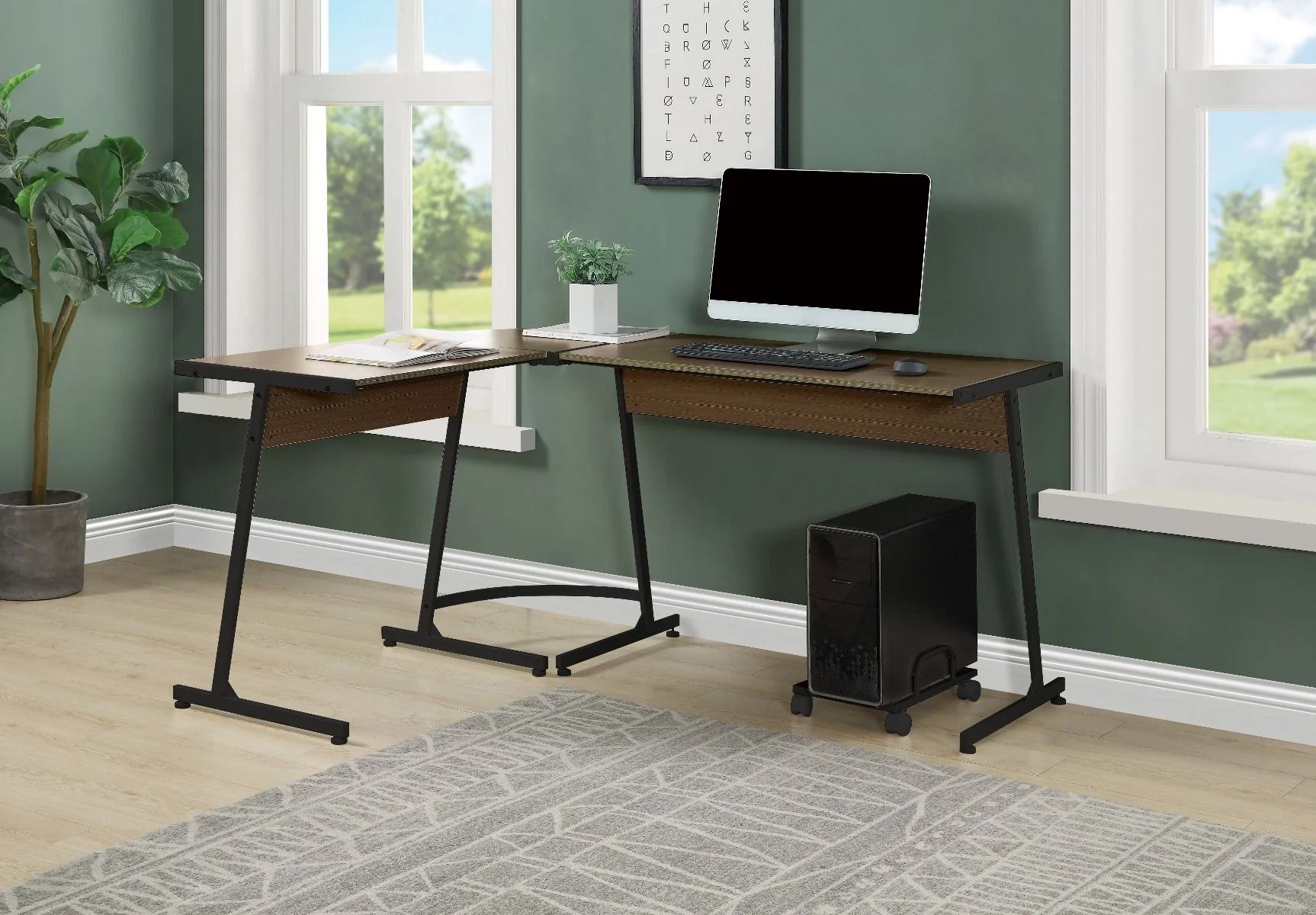 Acme - Dazenus - Computer Desk, Black Finish - Of00044 - Black & Oak Finish - Funk Metal Works LLC