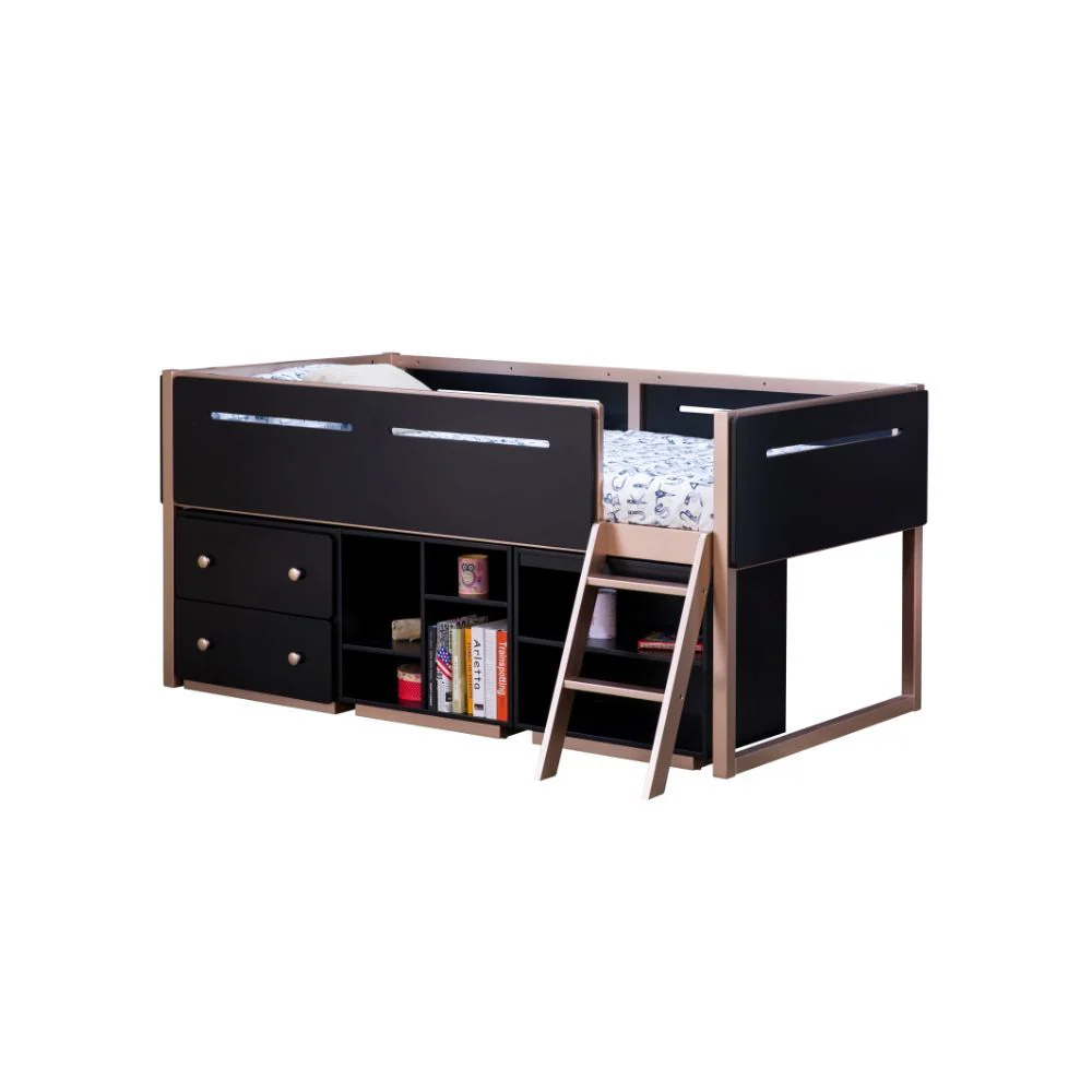 Prescott - Bookshelf - Black & Rose-Gold - Funk Metal Works LLC