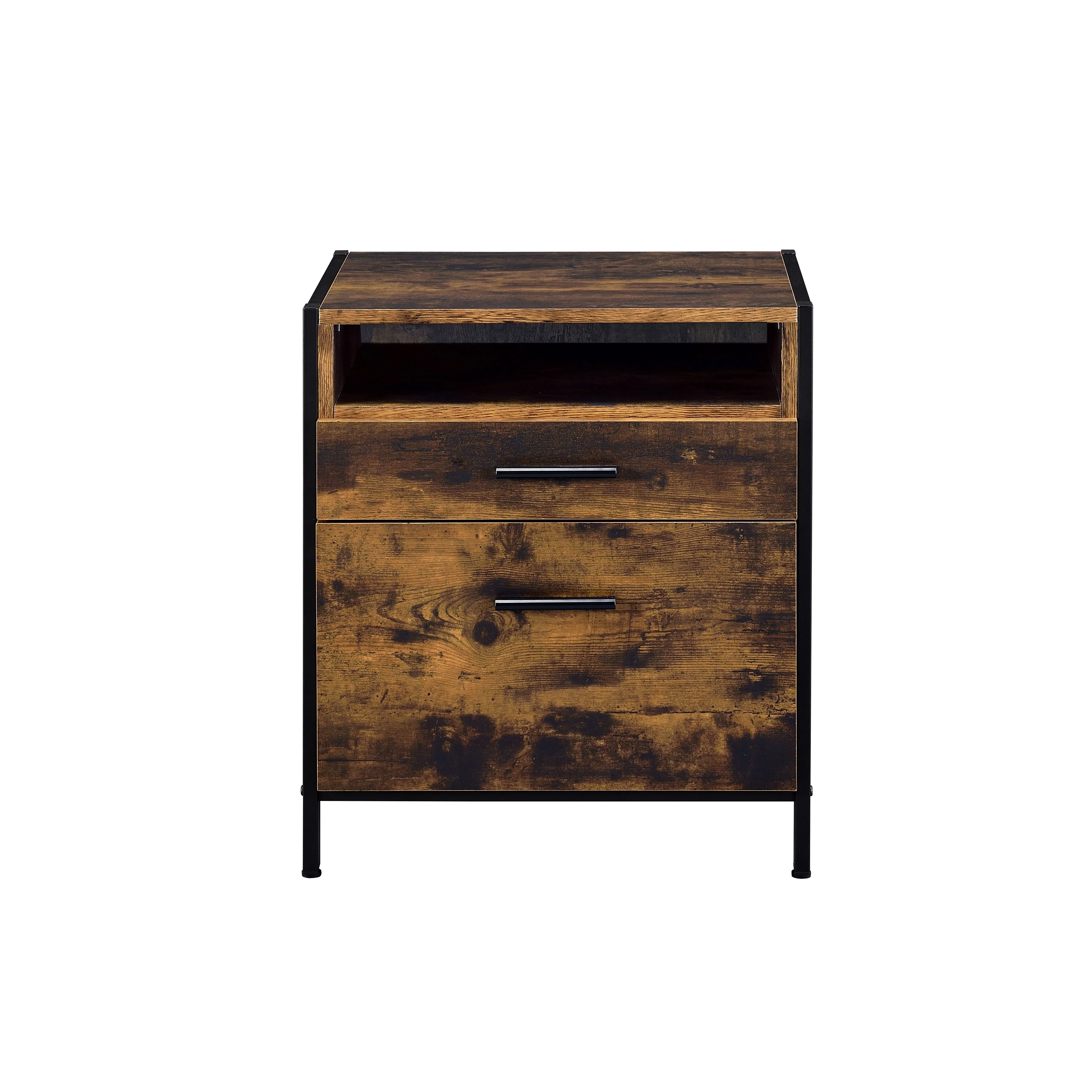 Juvanth - Nightstand - Rustic Oak & Black Finish - Funk Metal Works LLC