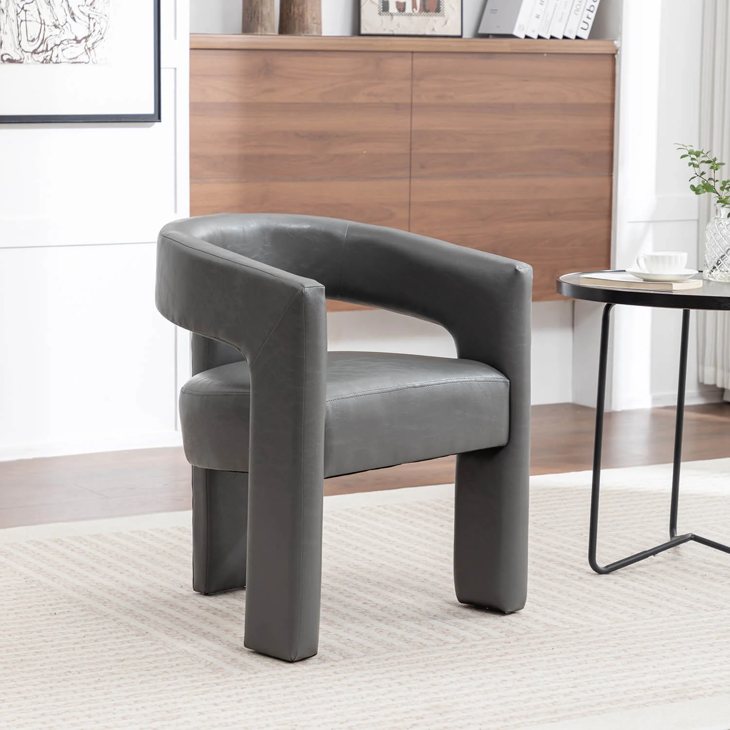 SEYNAR Modern Glam PU Leather Upholstered Dining Chair - Funk Metal Works LLC