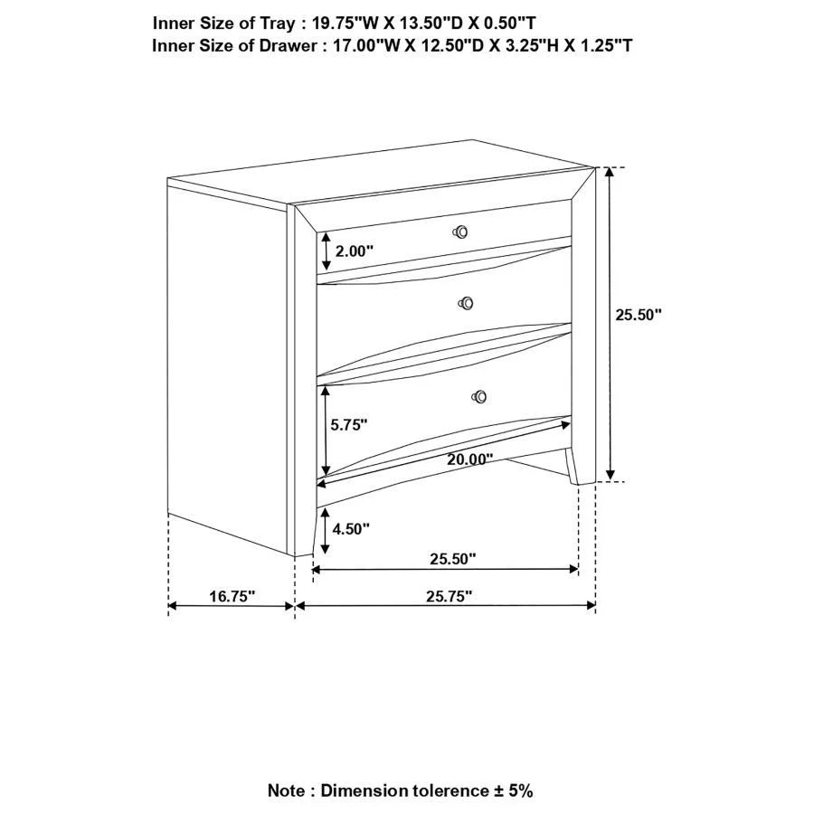 Briana - Nightstand - Black - Funk Metal Works LLC