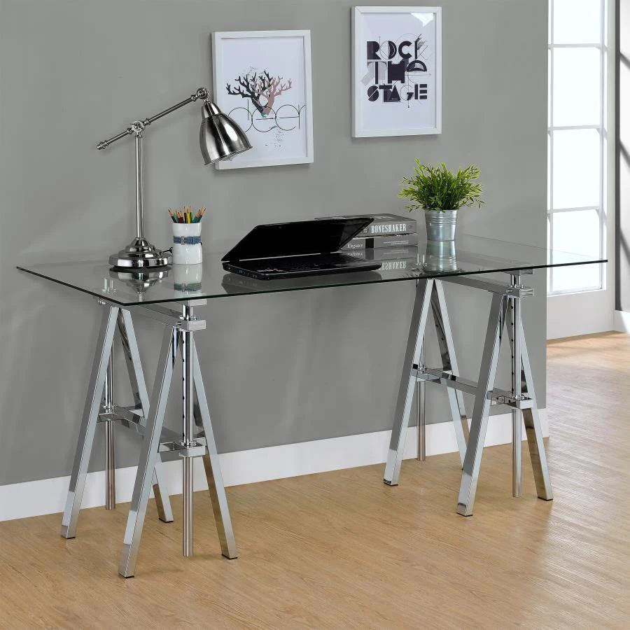 Statham - Writing Desk - Pearl Silver - Funk Metal Works LLC