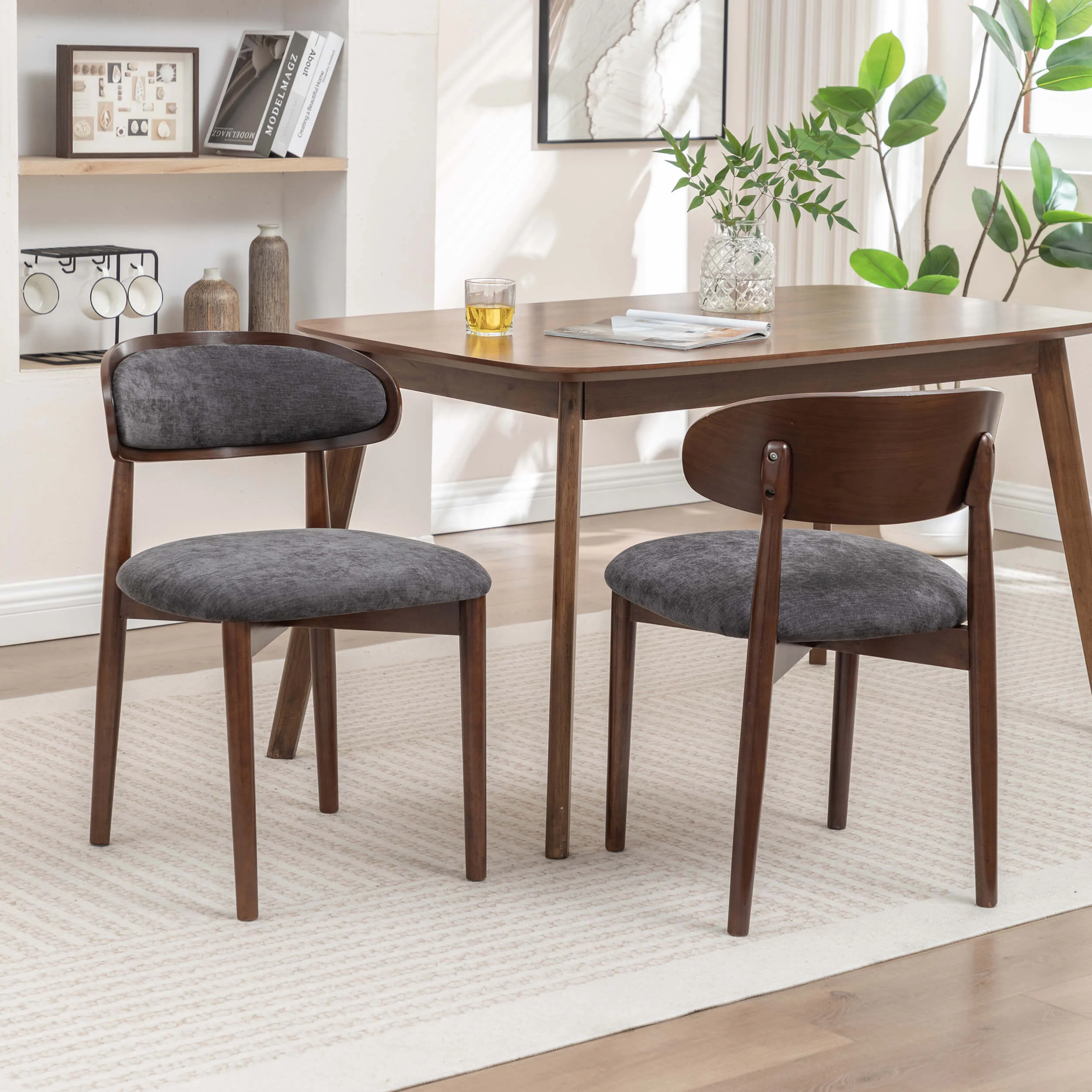 SEYNAR Set of 2/4/6 Mid-Century Modern Chenille Dining Chairs with Solid Wood Frame - Funk Metal Works LLC