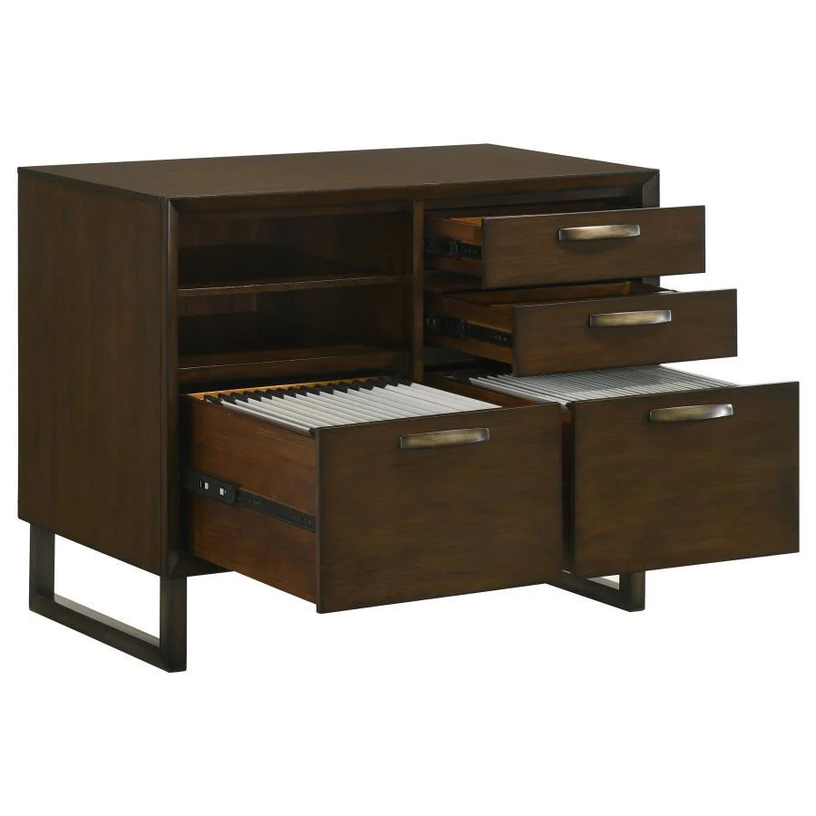 File Cabinet - Dark Walnut / Gunmetal - Funk Metal Works LLC