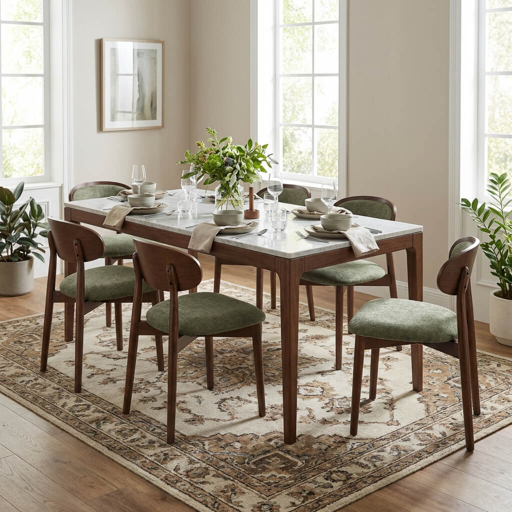 SEYNAR Set of 2/4/6 Mid-Century Modern Chenille Dining Chairs with Solid Wood Frame - Funk Metal Works LLC