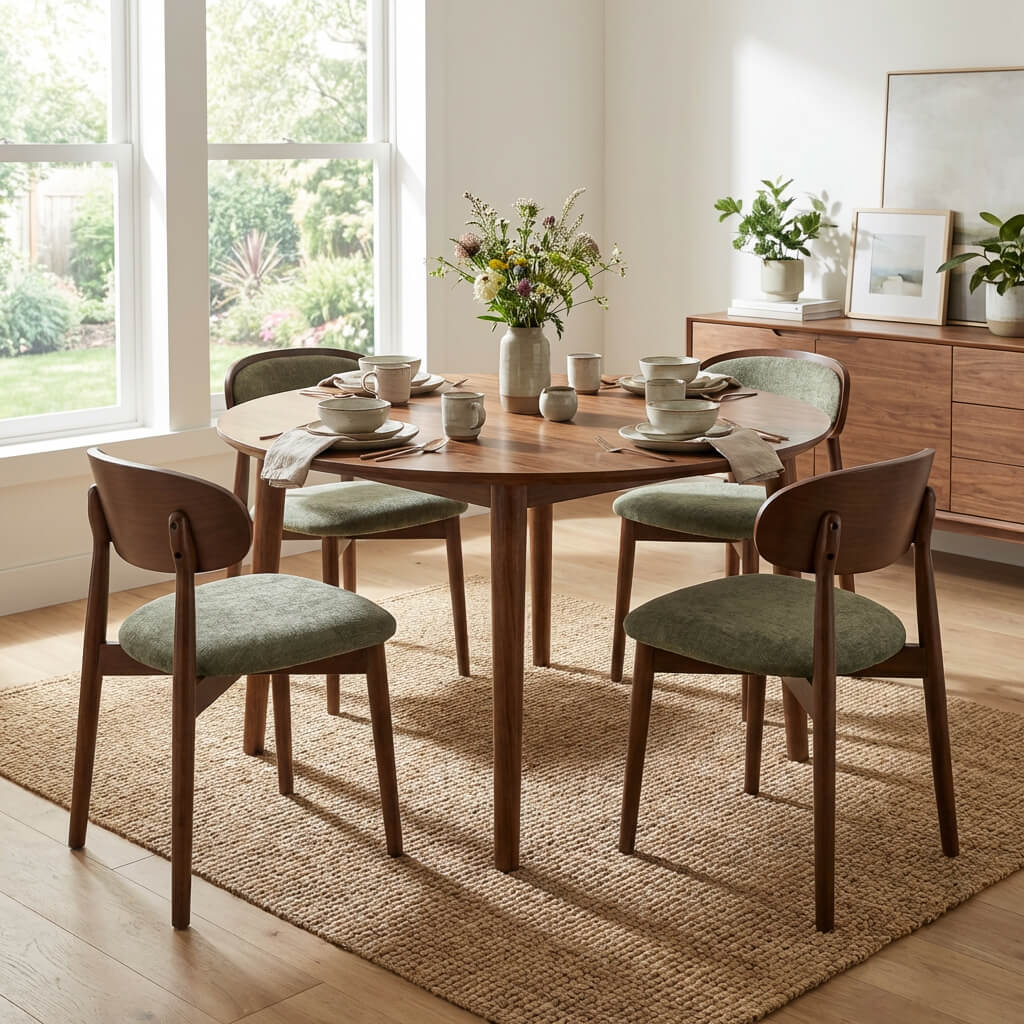 SEYNAR Set of 2/4/6 Mid-Century Modern Chenille Dining Chairs with Solid Wood Frame - Funk Metal Works LLC