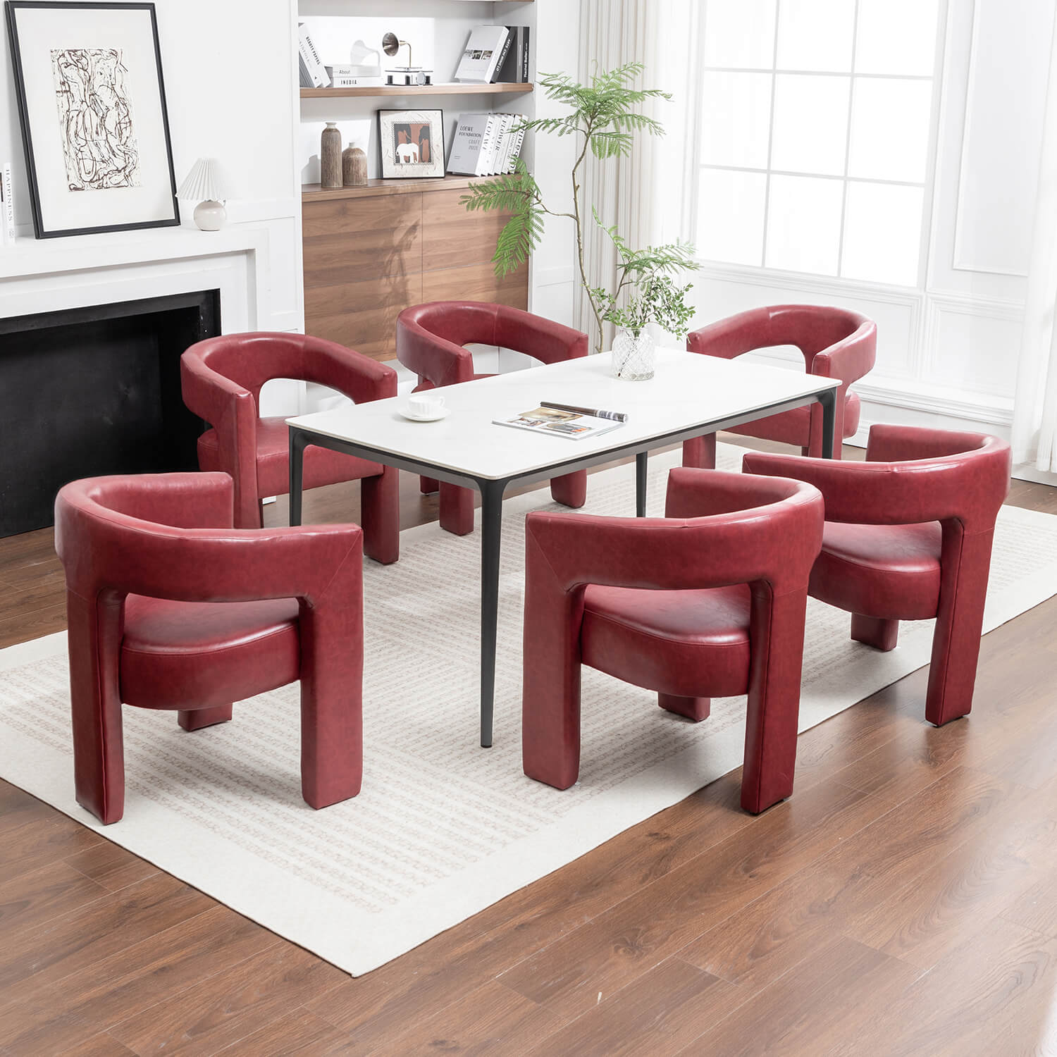 SEYNAR Modern Glam PU Leather Upholstered Dining Chair - Funk Metal Works LLC