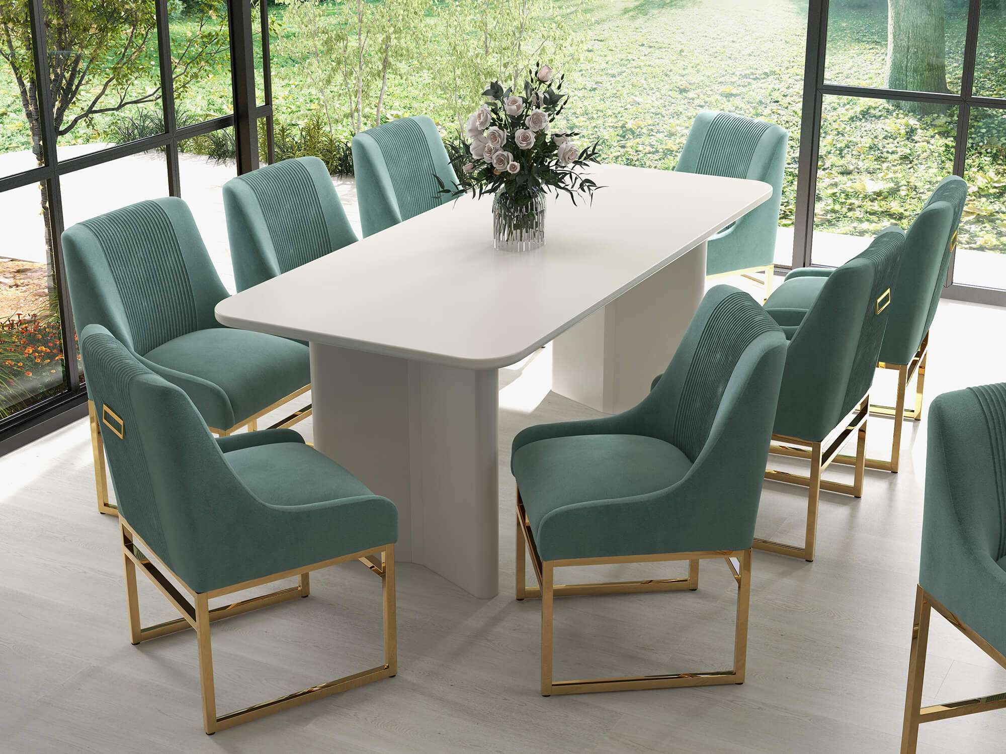 SEYNAR Contempoary Velvet Dining Chair with Metal Frame Legs, set of 2/4/6/8 - Funk Metal Works LLC
