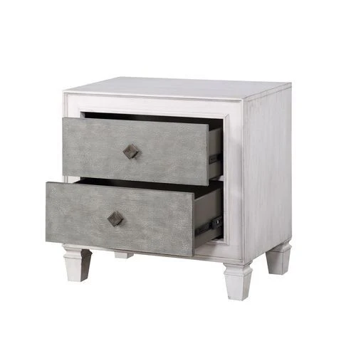 Katia - Nightstand - Rustic Gray & White Finish - Funk Metal Works LLC