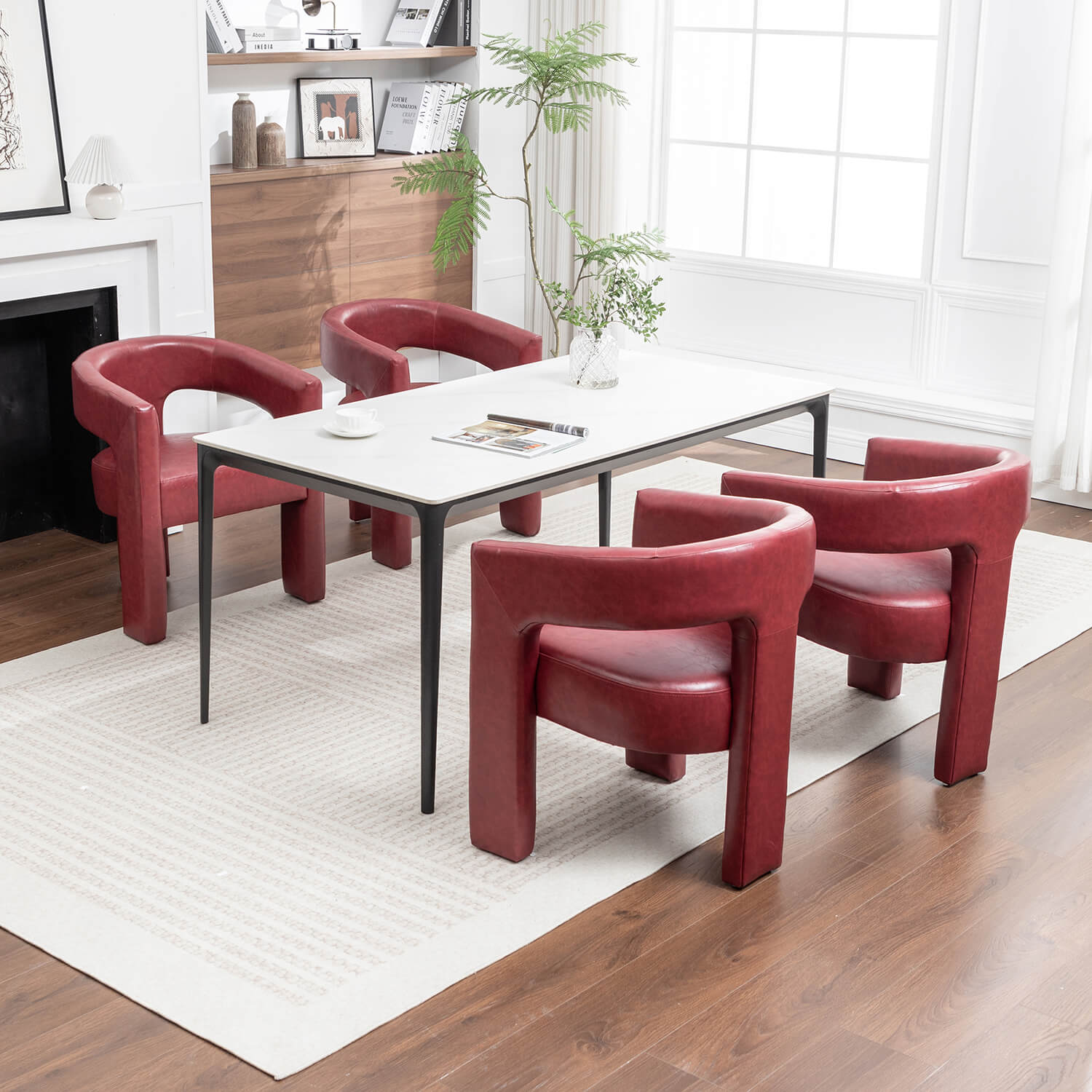 SEYNAR Modern Glam PU Leather Upholstered Dining Chair - Funk Metal Works LLC
