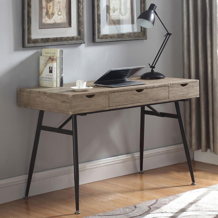 Rafael - Writing Desk - Light Brown - Funk Metal Works LLC