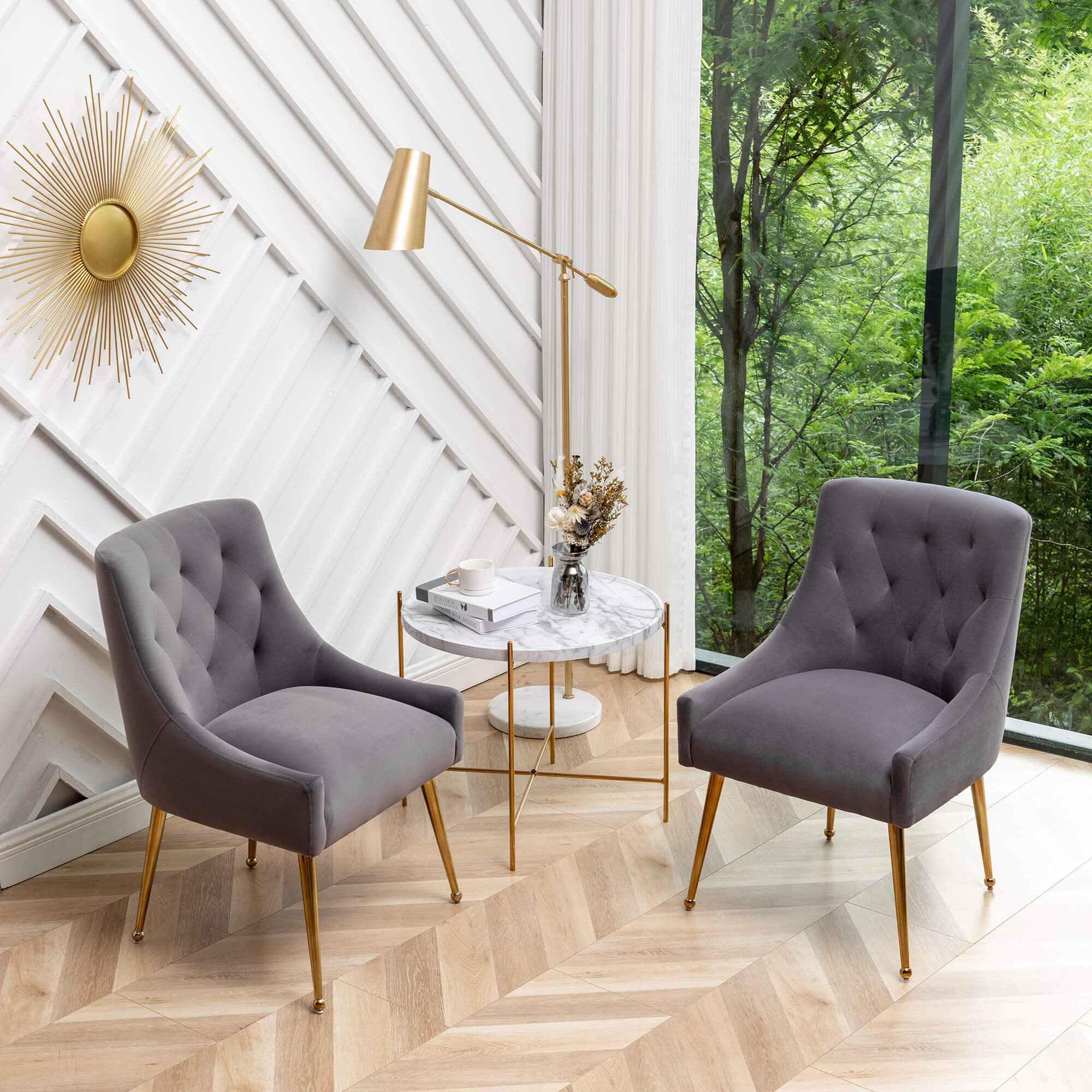 SEYNAR Modern Dining Chairs Set of 2/4/6, Upholstered Accent Chair Tufted Back Armless Chair with Back Pull - Funk Metal Works LLC
