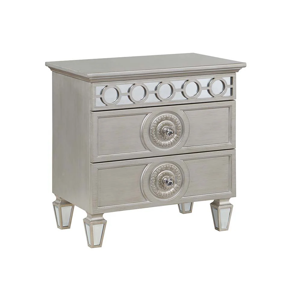 Varian - Nightstand - Silver & Mirrored Finish - Funk Metal Works LLC