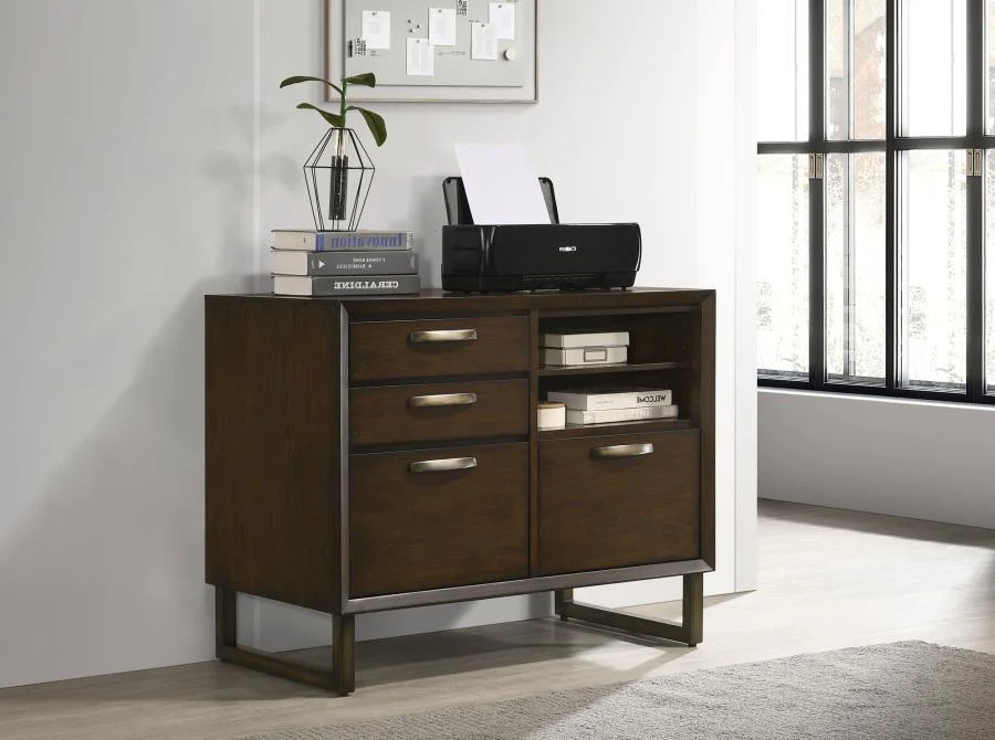 File Cabinet - Dark Walnut / Gunmetal - Funk Metal Works LLC