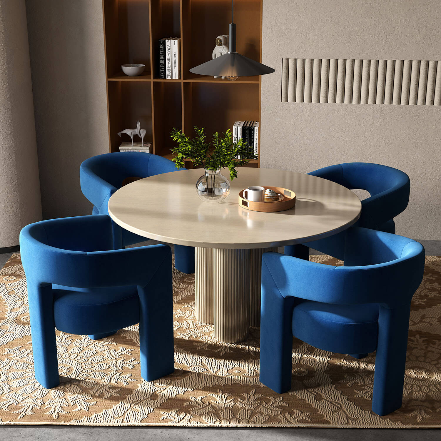SEYNAR Modern Glam Velvet Upholstered Dining Chair, Open-Back Accent Chair - Funk Metal Works LLC