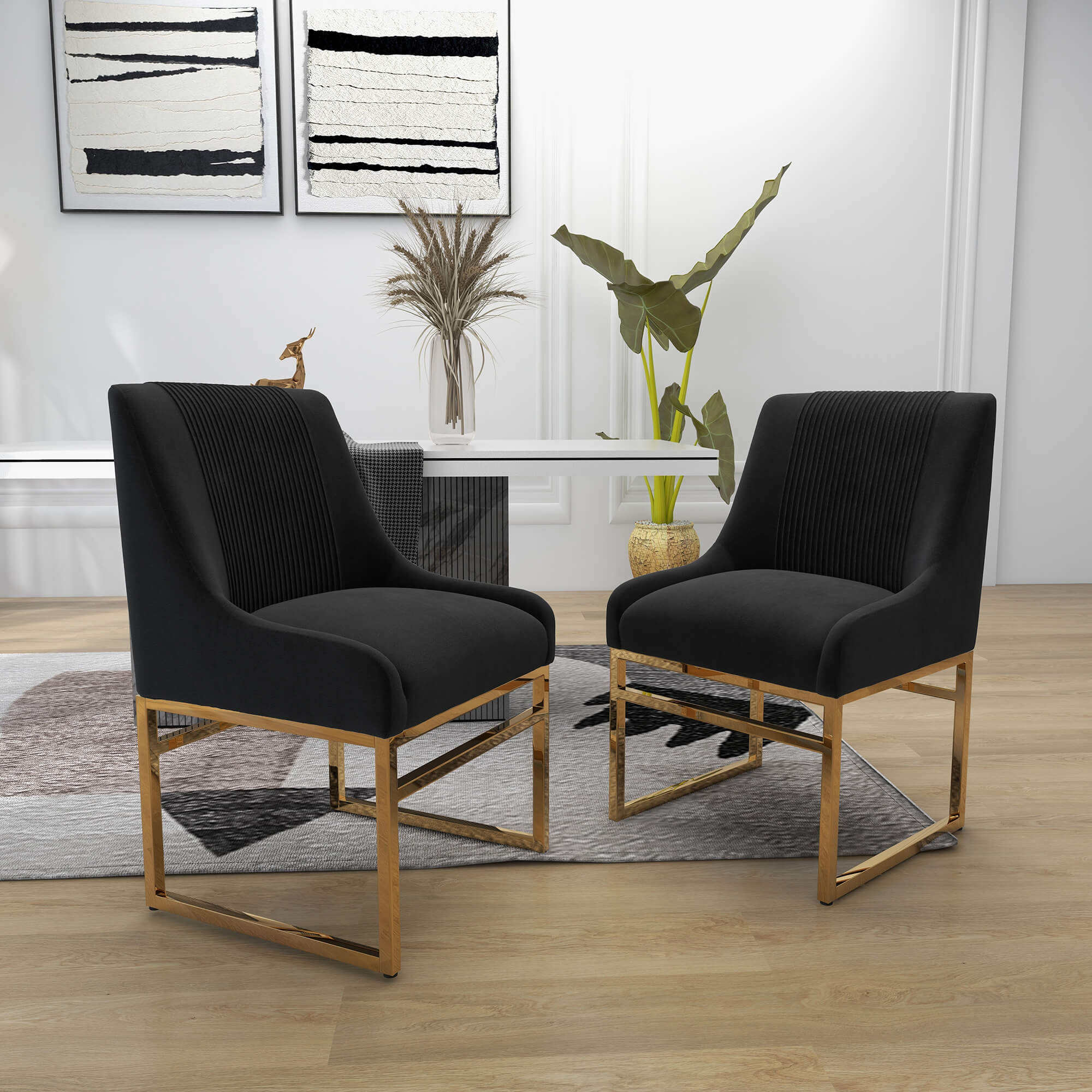 SEYNAR Contempoary Velvet Dining Chair with Metal Frame Legs, set of 2/4/6/8 - Funk Metal Works LLC