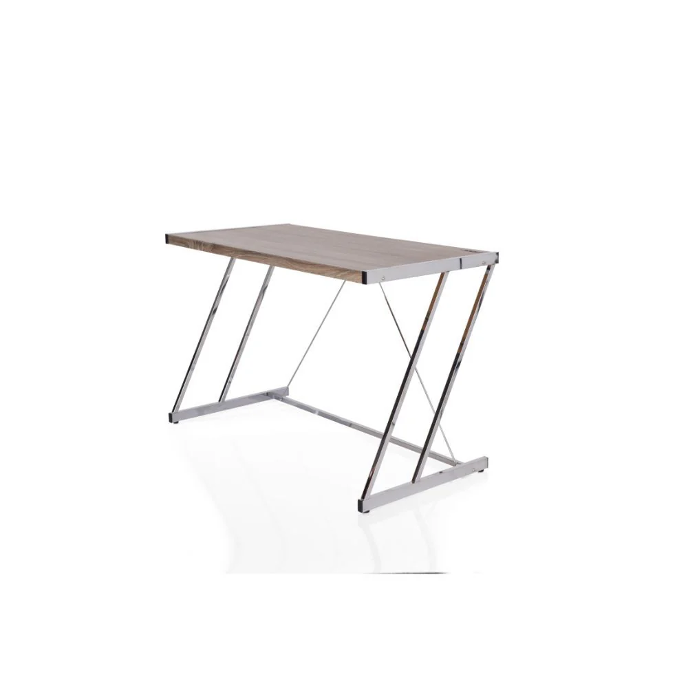 Finis - Desk - Weathered Oak & Chrome - Funk Metal Works LLC