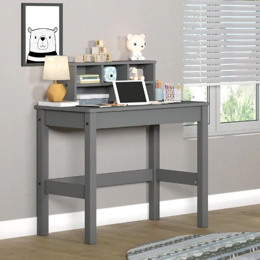 Logan - Writing Desk - Gray Finish - Funk Metal Works LLC
