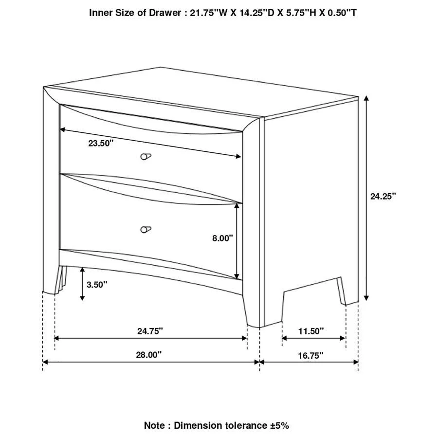 Phoenix - Nightstand - Brown - Funk Metal Works LLC