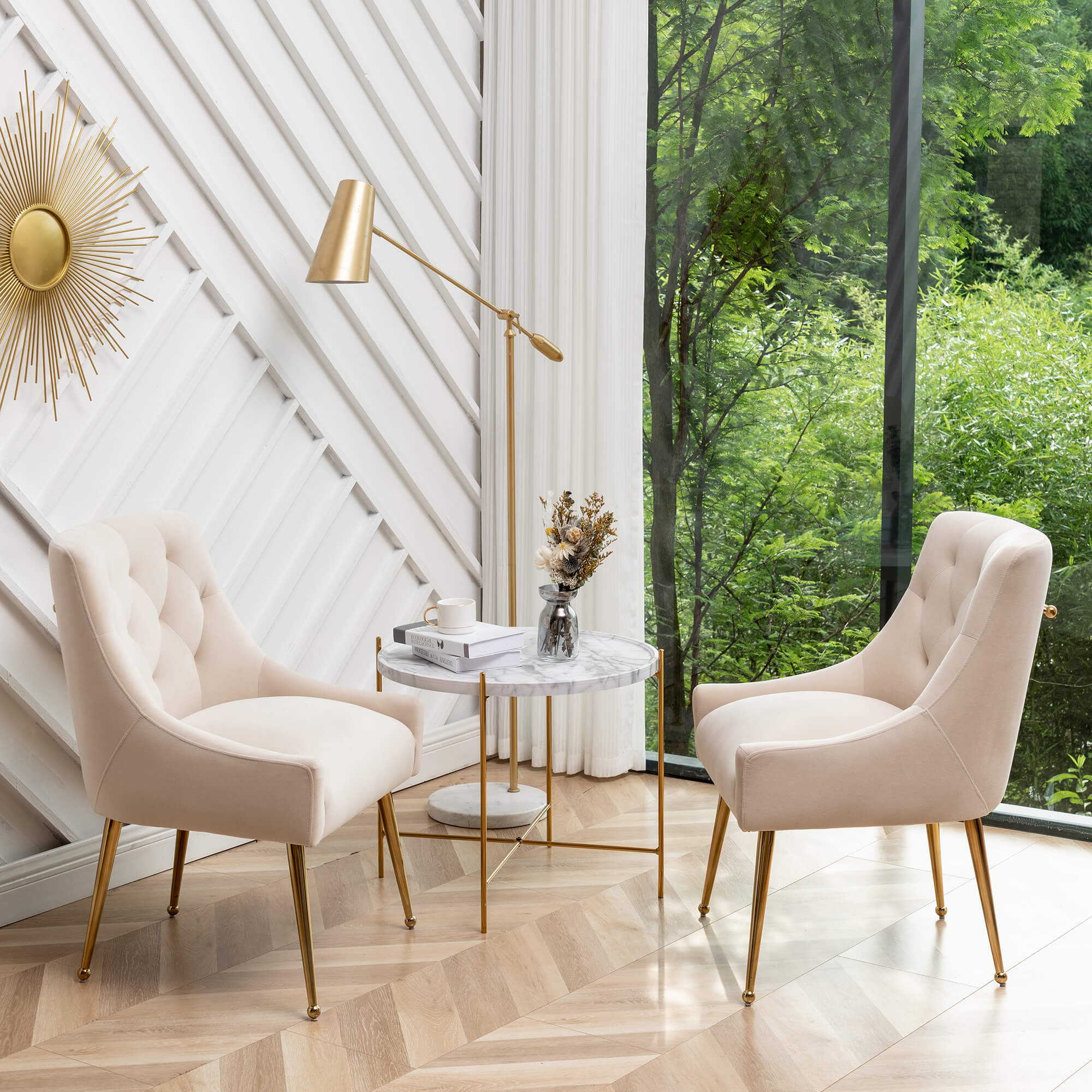 SEYNAR Modern Dining Chairs Set of 2/4/6, Upholstered Accent Chair Tufted Back Armless Chair with Back Pull - Funk Metal Works LLC
