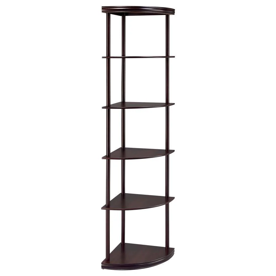Bonwick - 5-Shelf Corner BookShelf - Brown - Funk Metal Works LLC