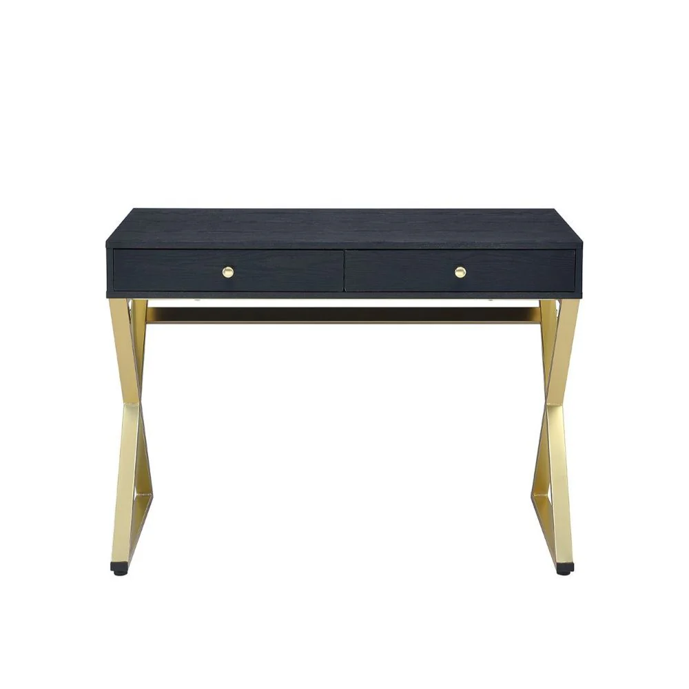 Coleen - Desk - Black & Brass - Funk Metal Works LLC