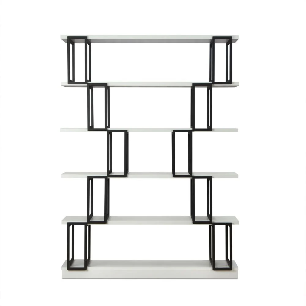 Verne - Bookshelf - White & Black - Funk Metal Works LLC