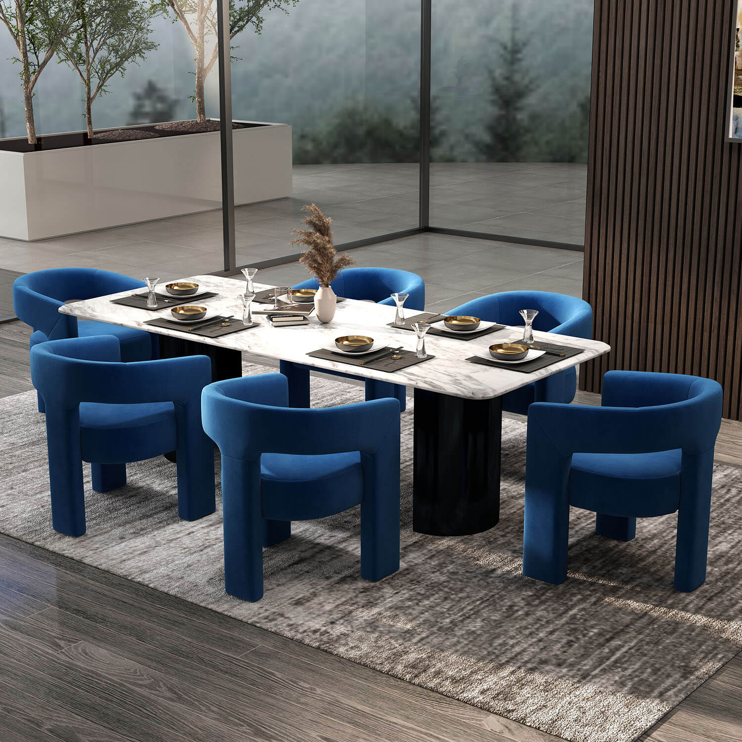 SEYNAR Modern Glam Velvet Upholstered Dining Chair, Open-Back Accent Chair - Funk Metal Works LLC