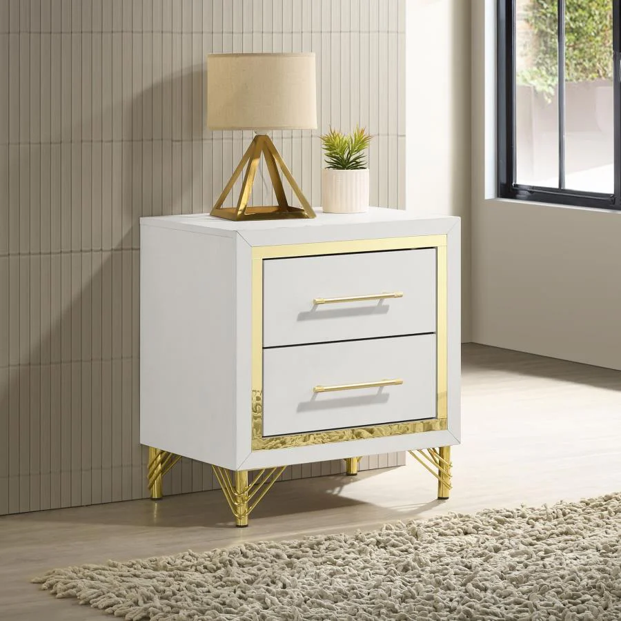 Lucia 2-drawer Nightstand White or Black - Funk Metal Works LLC