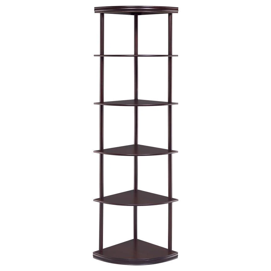Bonwick - 5-Shelf Corner BookShelf - Brown - Funk Metal Works LLC