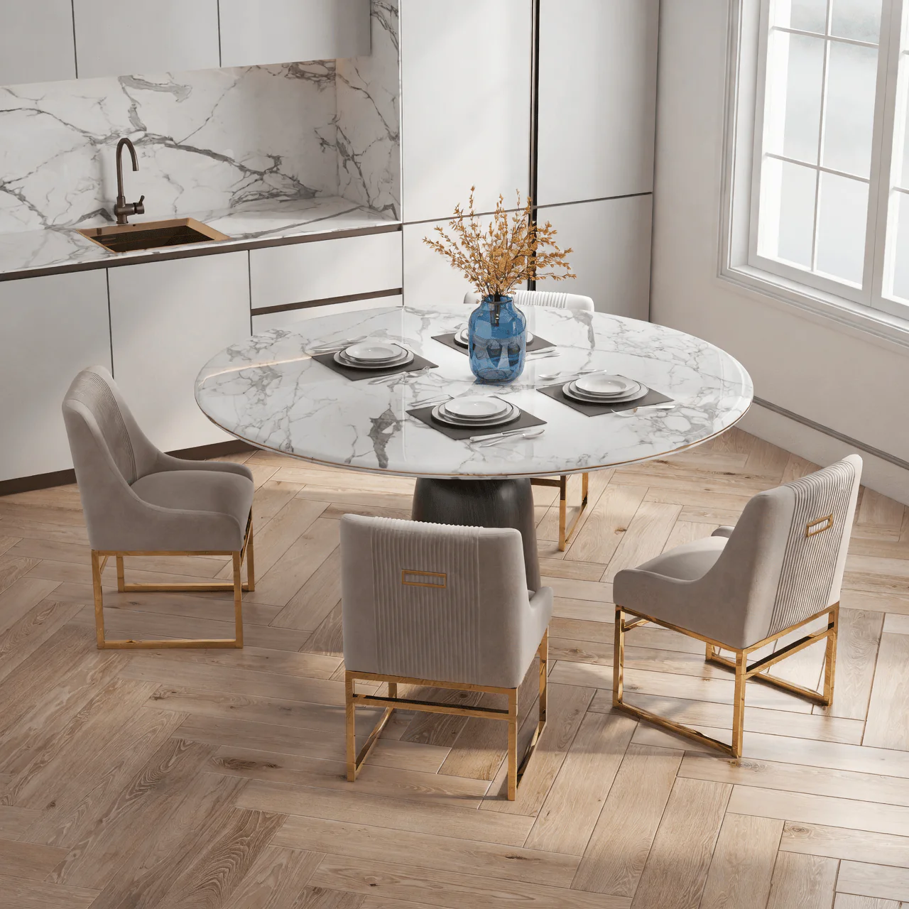 SEYNAR Contempoary Velvet Dining Chair with Metal Frame Legs, set of 2/4/6/8 - Funk Metal Works LLC