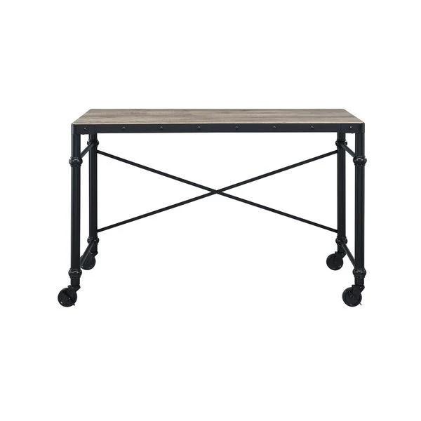 Oklarth - Writing Desk - Rustic Oak & Black Finish - Funk Metal Works LLC