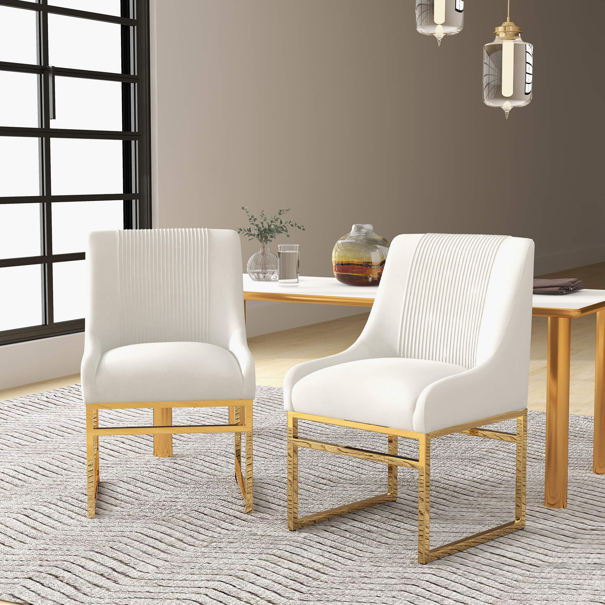 SEYNAR Contempoary Velvet Dining Chair with Metal Frame Legs, set of 2/4/6/8 - Funk Metal Works LLC
