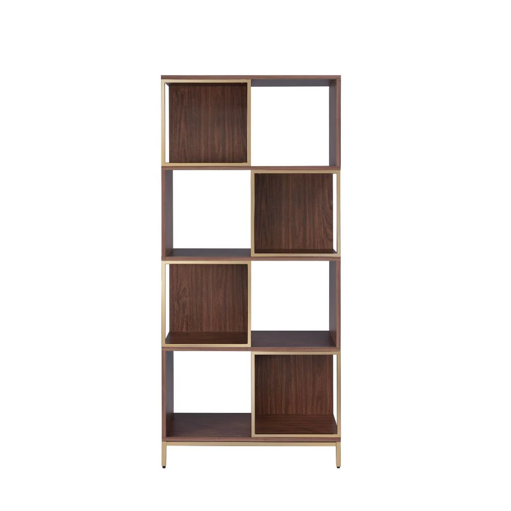 Diwan - Bookshelf - Walnut & Champagne - Funk Metal Works LLC