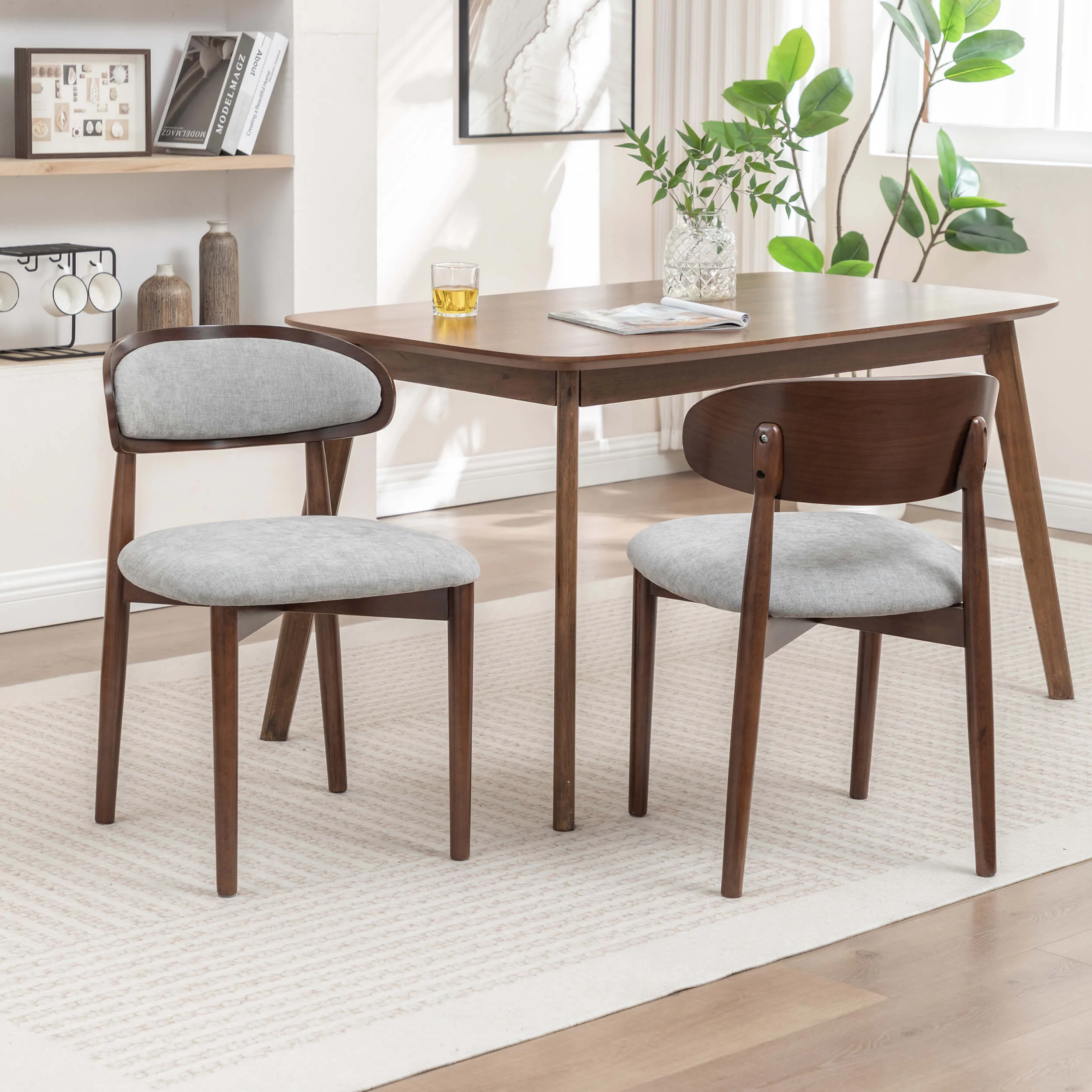 SEYNAR Set of 2/4/6 Mid-Century Modern Chenille Dining Chairs with Solid Wood Frame - Funk Metal Works LLC