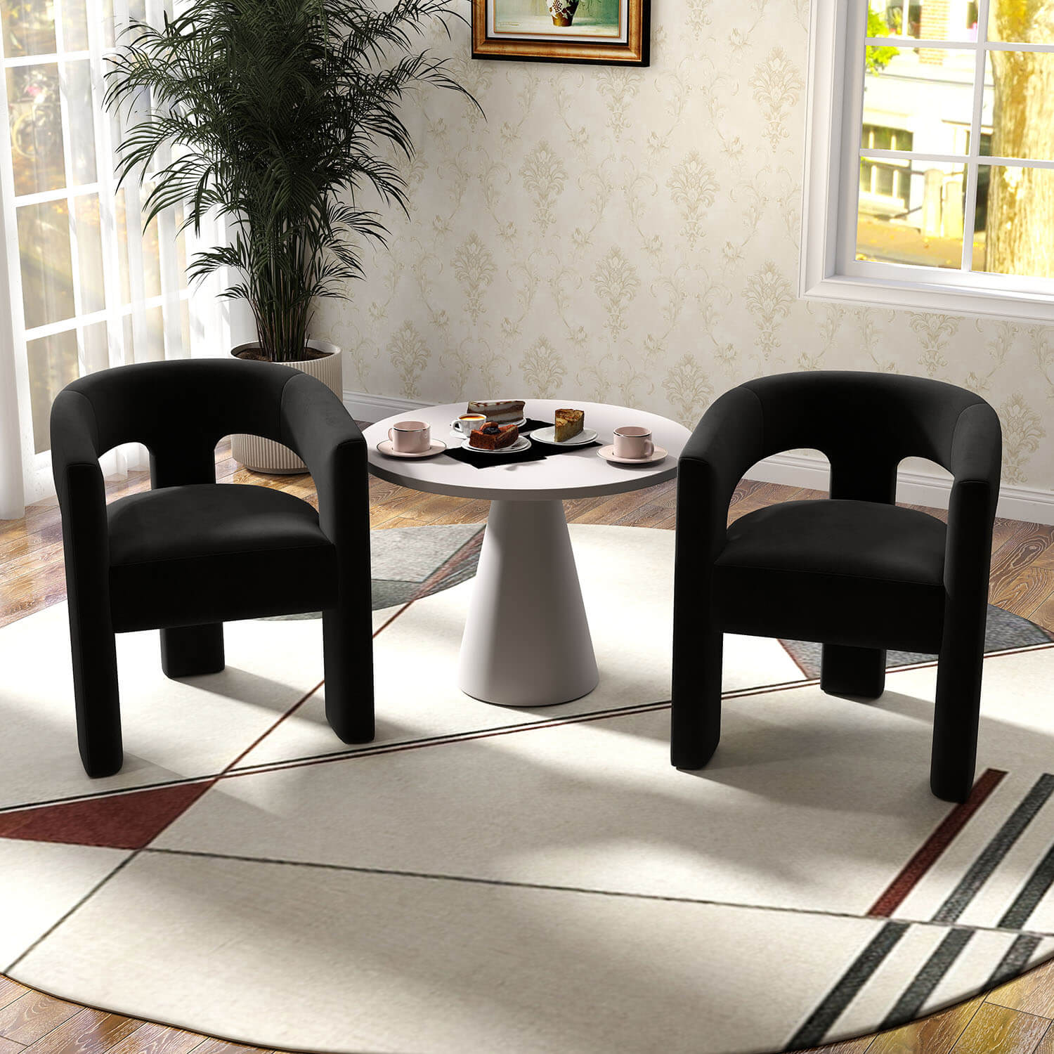SEYNAR Modern Glam Velvet Upholstered Dining Chair, Open-Back Accent Chair - Funk Metal Works LLC