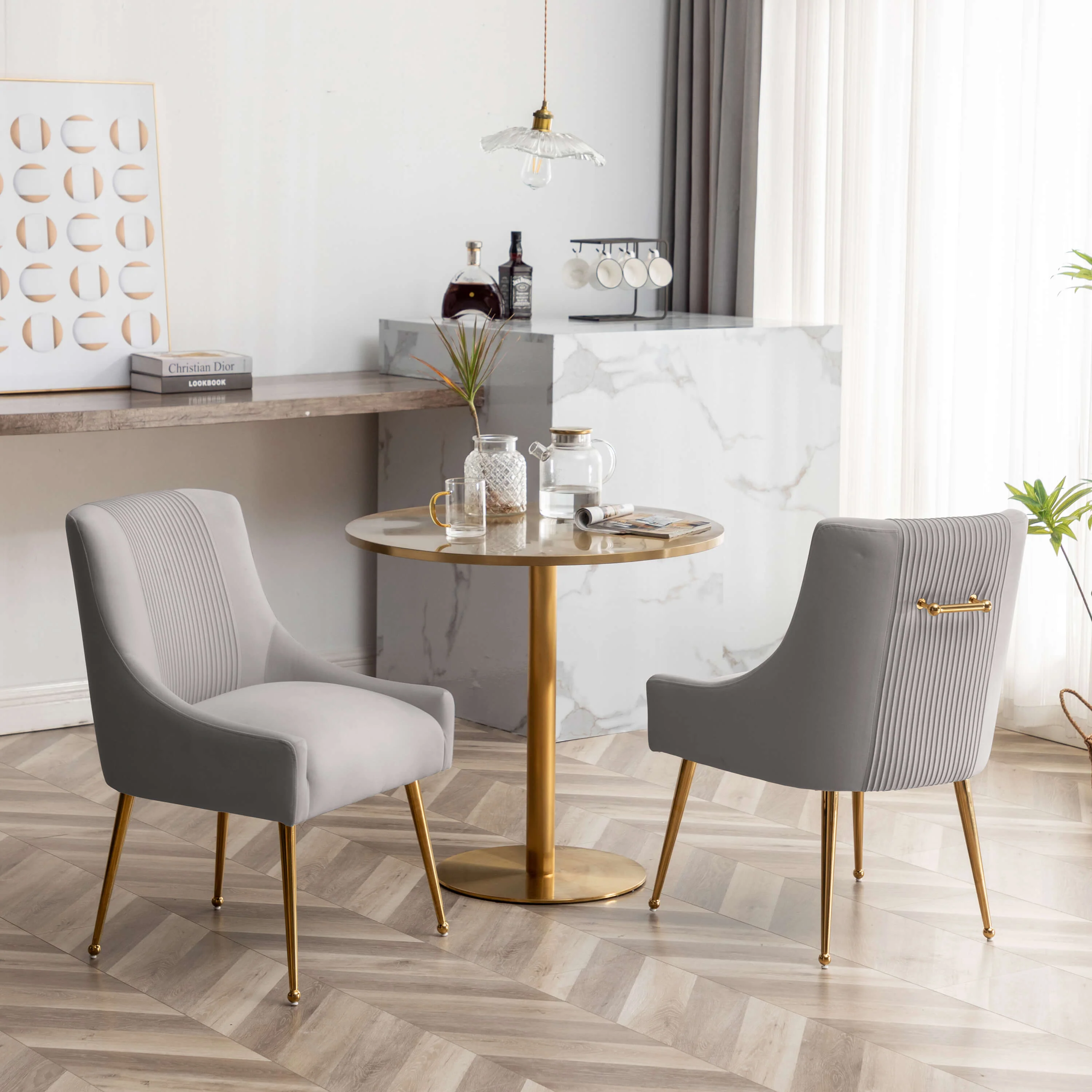 SEYNAR Modern Glam Velvet Dining Chair Set of 2/4/6 with Rear Handle - Funk Metal Works LLC