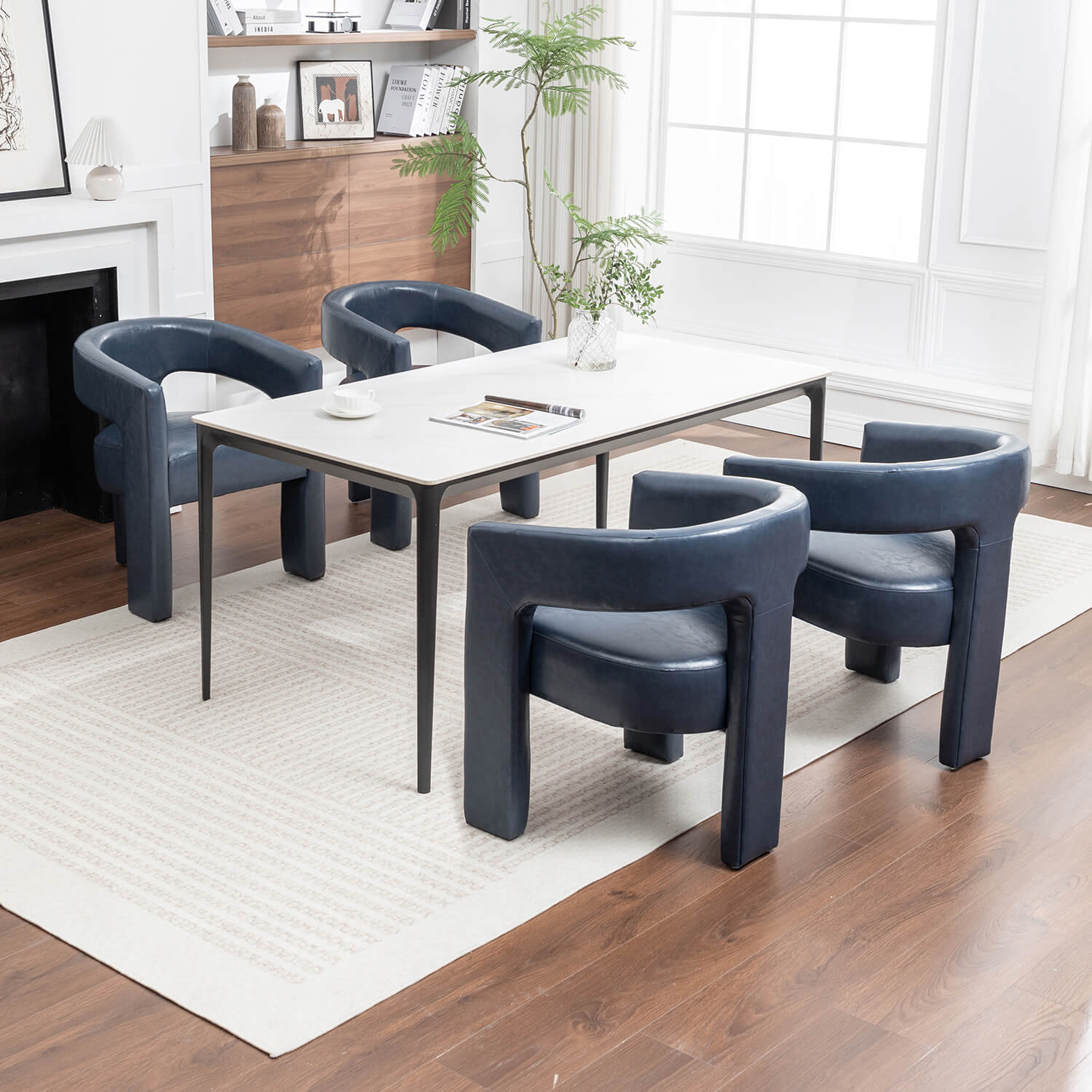 SEYNAR Modern Glam PU Leather Upholstered Dining Chair - Funk Metal Works LLC