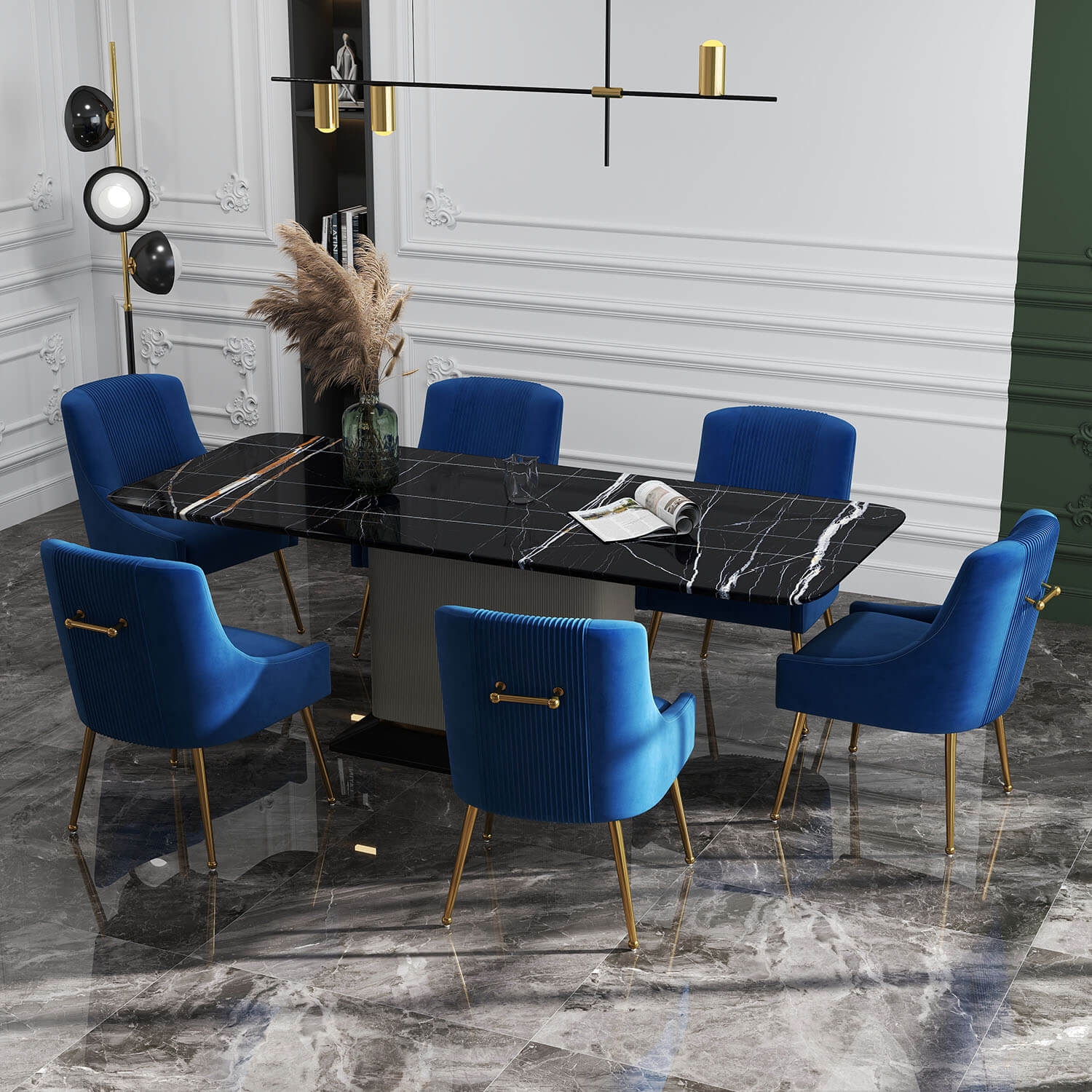 SEYNAR Modern Glam Velvet Dining Chair Set of 2/4/6 with Rear Handle - Funk Metal Works LLC