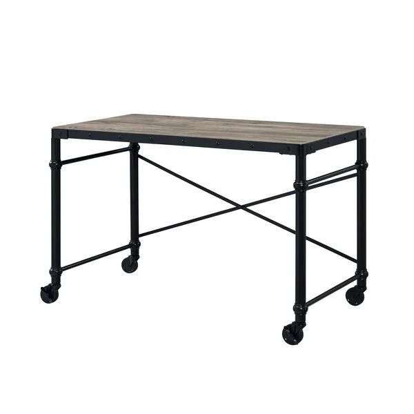 Oklarth - Writing Desk - Rustic Oak & Black Finish - Funk Metal Works LLC