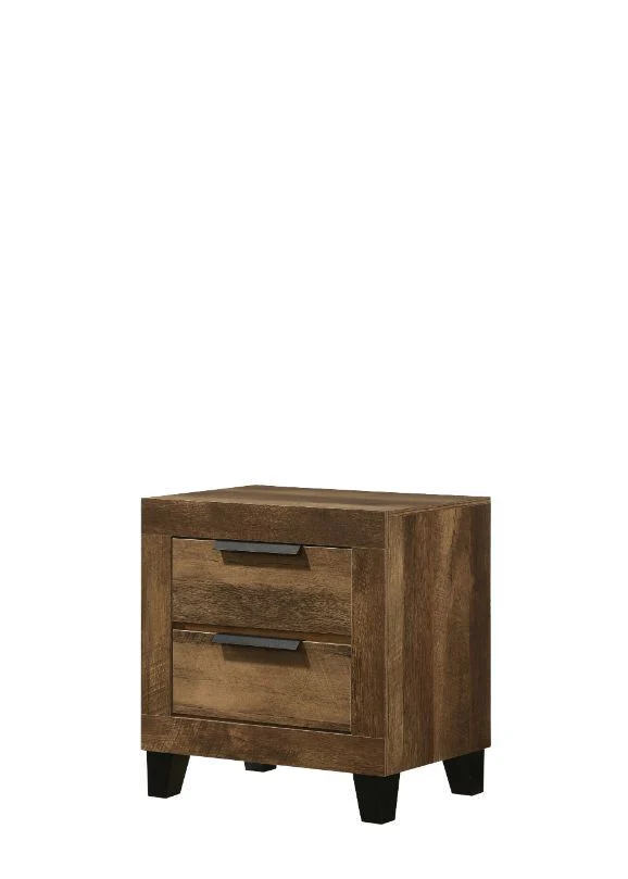 Morales - Nightstand - Rustic Oak Finish - Funk Metal Works LLC