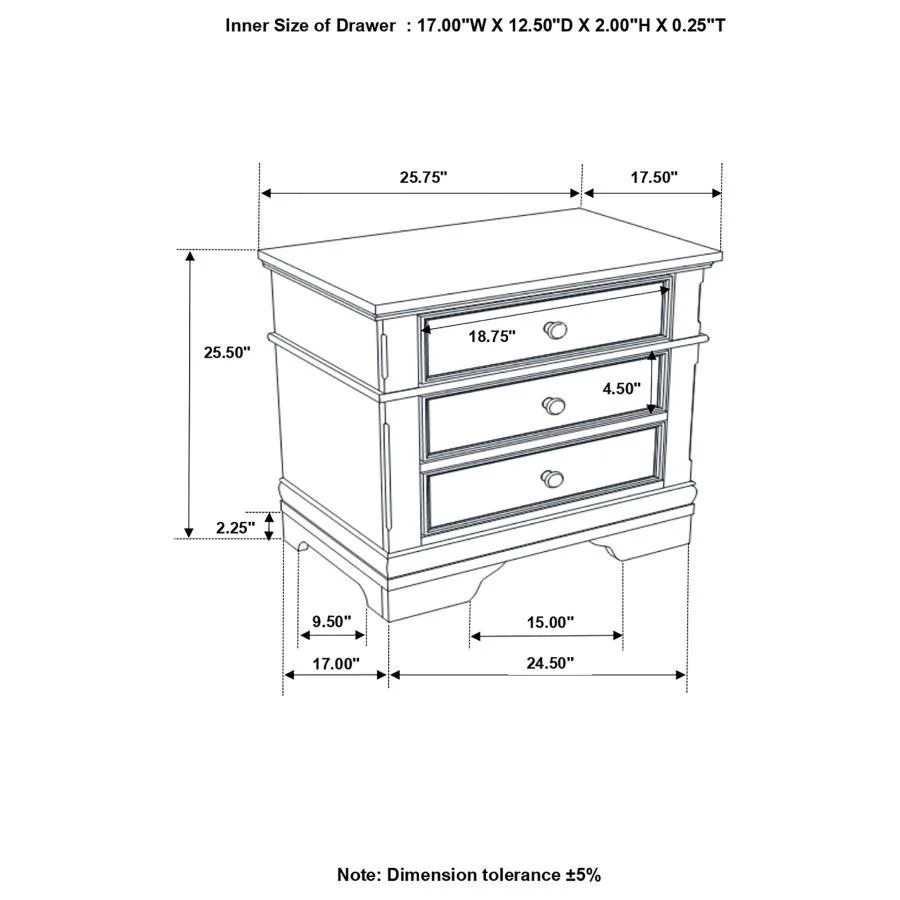 Cambridge - Nightstand - Brown - Funk Metal Works LLC
