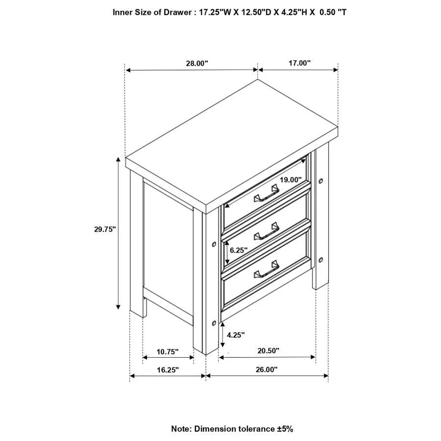 Barstow - Drawer Rectangular Nightstand - Brown - Funk Metal Works LLC