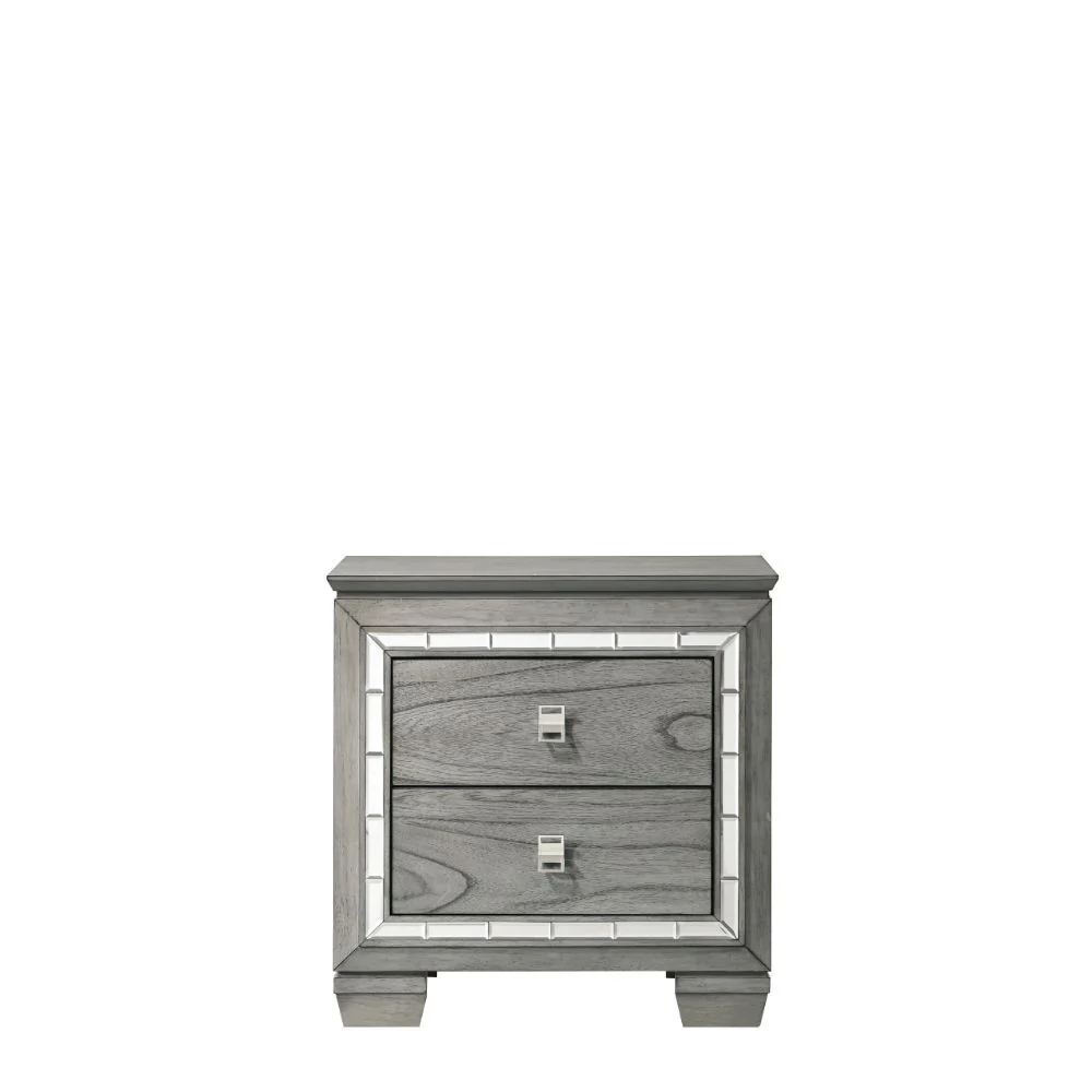 Antares - Nightstand - Light Gray Oak - Funk Metal Works LLC
