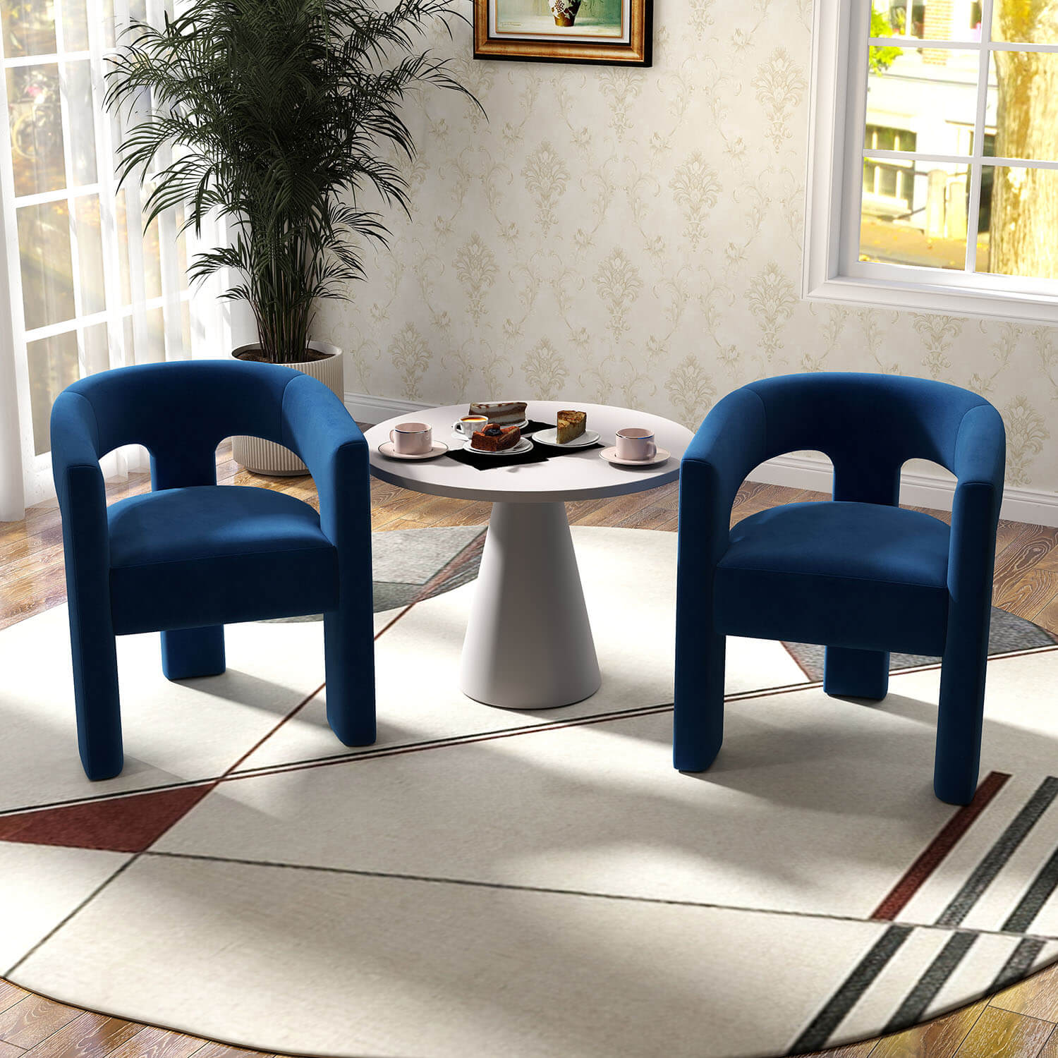 SEYNAR Modern Glam Velvet Upholstered Dining Chair, Open-Back Accent Chair - Funk Metal Works LLC