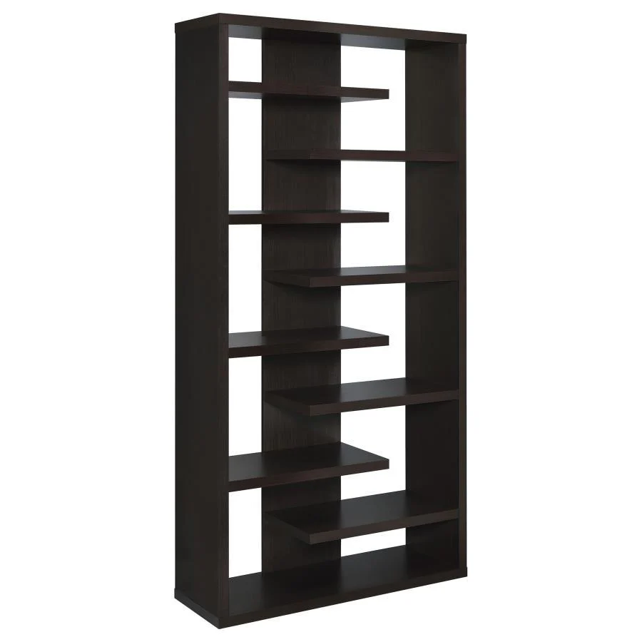 Altmark - Bookcase With Staggered Floating Shelves - Brown - Funk Metal Works LLC