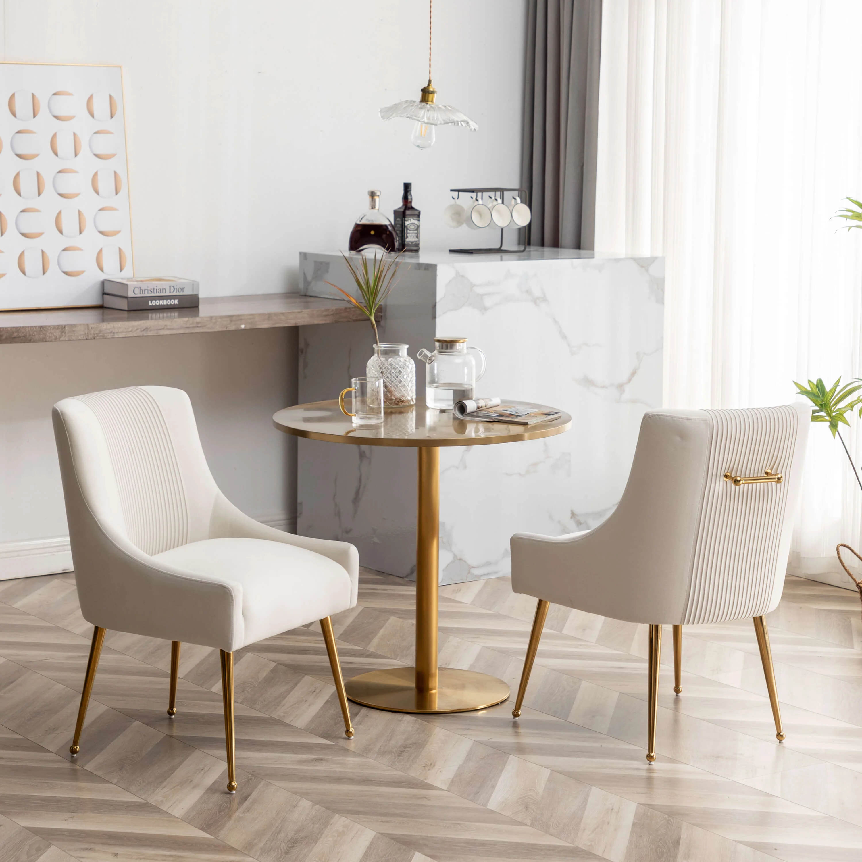 SEYNAR Modern Glam Velvet Dining Chair Set of 2/4/6 with Rear Handle - Funk Metal Works LLC