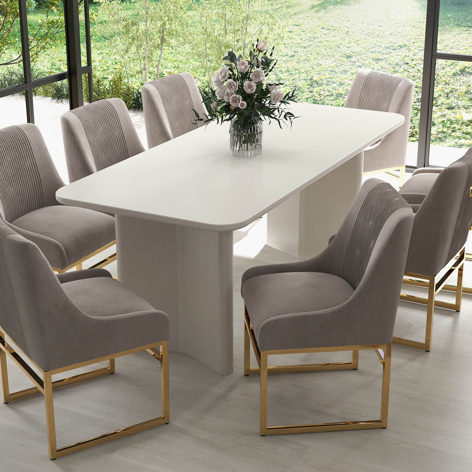 SEYNAR Contempoary Velvet Dining Chair with Metal Frame Legs, set of 2/4/6/8 - Funk Metal Works LLC