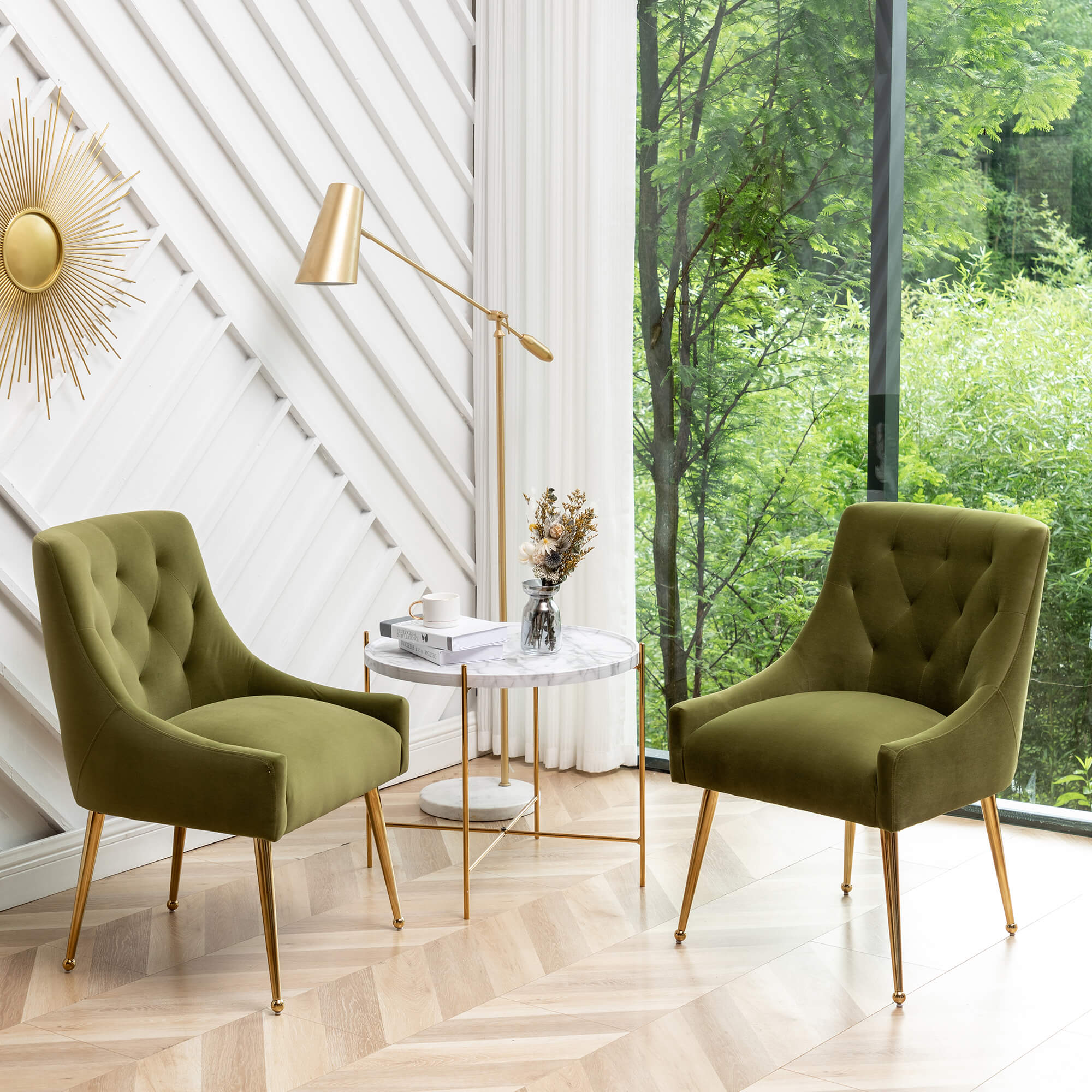 SEYNAR Modern Dining Chairs Set of 2/4/6, Upholstered Accent Chair Tufted Back Armless Chair with Back Pull - Funk Metal Works LLC